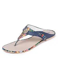 Shezone Blue Colour Synthetic Material Flats for Women::LR1397_Blue_41