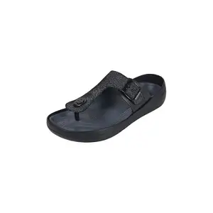 Mochi Men's Black Faux Leather Casual Comfort Chappal UK/6 EU/40(16-1106)