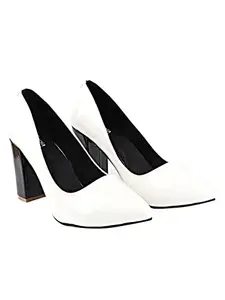 Shoetopia Women and Girls White Pump Heels Sandal