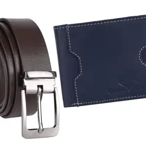 URBAN LEATHER Gift Hamper for Men | Genuine Leather RFID Wallet and Genuine Leather Belt Men's Combo Gift Set Combo Leather Gift for Men(BEL40BR-MW801BL)