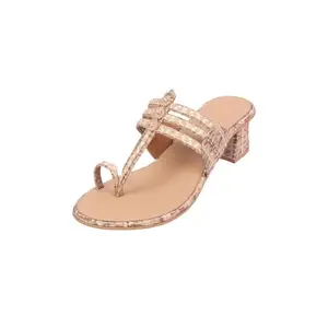Mochi Women Beige Synthetic Leather Block Heel Ethnic Kolhapuri UK/4 EU/37 (32-821)