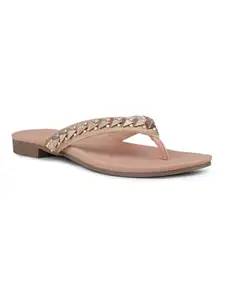 Inc.5 Womens Rose Gold Ethnic Embellished Round Toe Flats