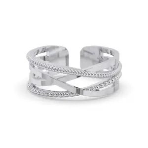 Clara Pure 925 Sterling Silver Criss Cross Finger Ring | Size Adjustable | Thumb Band | Gift for Women Girls Wife Girlfriend