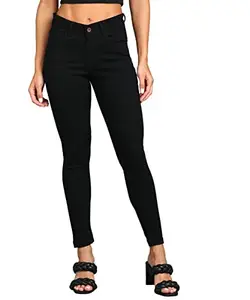 Urbano Fashion Women's Black Skinny Fit Washed Jeans (womjeannv-01a-black-28)
