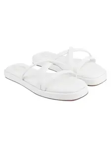 Shoetopia Cross Strap White Flats For Women & Girls /EU36