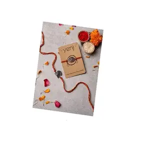 VENI Premium Designer Silver Rakhi Set 2 - Traditional Red & Yellow Mauli Thread with Antique Silver Charms for Raksha Bandhan Festival, for Brother, Sister, Bhaiya, Bhabhi with Roli Chawal (RA21)