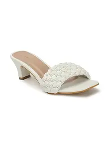 ICONICS Women's Stylish and Comfortable Slip-On Sandal for Casual IOffice I Party Use ICN-SI-W-20 White Heeled 8 Kids UK