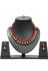 WORLD WIDE VILLA Metal::Plastic::Alloy Earring & Necklace Set For Girls And Women Pack of 1 Multicolor || Ara-spicy-red