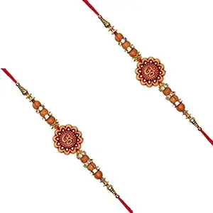 Vidhyasagar Enterprises VSE Set of 2 Nos Ohm capped witth crystal Rakhis