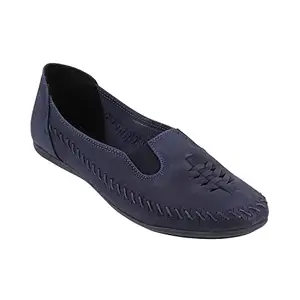 Catwalk Leather Slipon Women's Casual Ballerinas (Blue,Size_07)