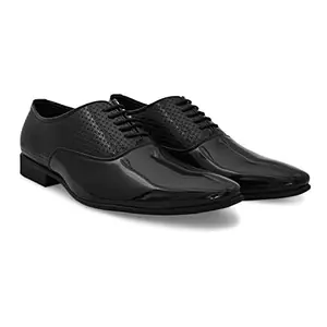 San Frissco Textured Formal Oxfords Faux Leather Upper Cushioned Footbed/Comfortable Fashionable Stylish Flexible for Men/Size : 9 (Black)