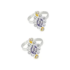 BR Ornaments Adjustable multi color Stone Midi Toe Ring | Bichiya For Women and Girls