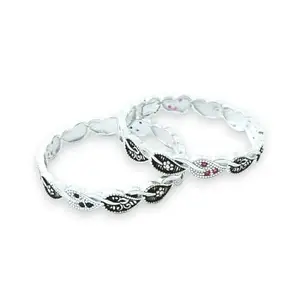 JEWELLERYHUT Pure Sterling Silver Designer Chandi Kada Nazariya Bracelet for Baby Boy and Girl