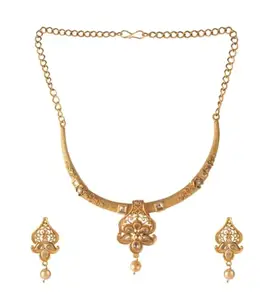 Women's Rose Gold Plated Alloy Necklace & Earings Set-PID47459