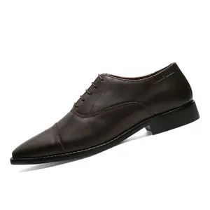 LOUIS STITCH Men's Brunette Brown Italian Leather Formal Derby Shoes Handcrafted Formal Lace Ups for Men (RXCTBB) (Size- 6UK)