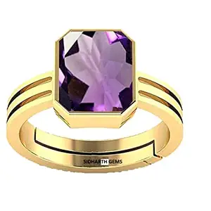SIDHARTH GEMS SIDHARTH GEMS 15.00 Ratti / 14.00 Amethyst Ring Katela Ring Original Certified Natural Amethyst Stone Ring Astrological Birthstone Gold Plated Adjustable Ring Size 16-28 for Men and Women,s
