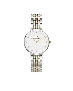 Daniel Wellington Petite Analog Watch for Women with White Round Dial & Silver & Gold Stainless Steel Bracelet Band Water Resistant Women's Wrist Watches - DW00100616K