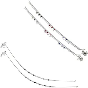 Heer Collection Traditional Trendy Jewellery All Occassions Anklets Payal Pair for Women/Girls Alloy Anklet (Pack of 4)(Combo Payal-105&118-(1PairEach))