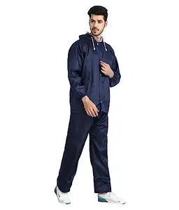 REOUTLOOK- THE FASHION CONNECT Reoutlook Men 100% Waterproof Raincoat Double Layer Hooded Water Resistant Rain Jacket Reversible Rain Suit