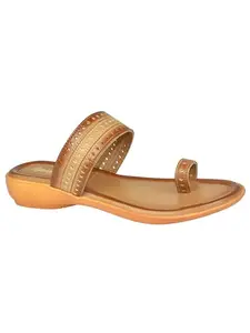 AJANTA Lightweight Flat Sandal for Women (Beige)