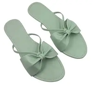 Women's Flat Sandals with Bow Knot Detail,Open Toe Slip-On Style