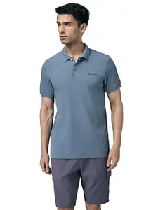 TECHNOSPORT Men's Slim Fit Striped Half Sleeve Active Out Matpiq Polo T-Shirt for Gym, Sports & Regular Use