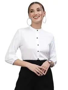 Style Quotient Women Solid White Viscose Rayon Formal Shirt