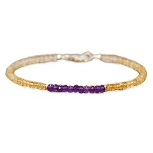 RRJEWELZ Citrine & Amethyst bracelet for men & women - 3mm Rondelle Faceted beads - 7 Inch with Silver plated clasp – Healing, Fashion, Gift, Spiritual, Yoga|LCBR_RR_07334