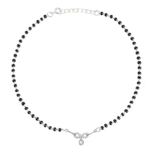 ZAVYA 925 Sterling Silver CZ Infinity Rhodium Plating Anklet (Single) | Gift for Women & Girls | 1 Year Plating Warranty