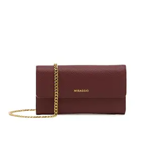 Miraggio Lorna Sling Wallet for Women with Detachable Shoulder Chain | Stylish Women Wallets (Wine)