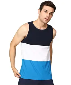 Alan Jones Clothing Men's Cotton Colorblocked Sleeveless T-Shirt (Multicolor_M)