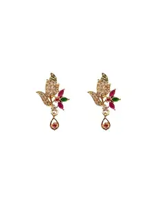 Royal Covering 1 Gram Gold - Plated American Diamond (AD) Stone Drop Earring for Women and Girls