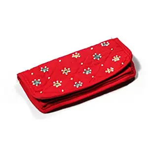 Generic Trebon 100% Cotton Designed Women's Wallet Pack of 1 (RED)