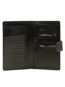 LOUIS STITCH Obsidian Black Italian Leather Passport Cheque Book Holder Travel Wallet Credit Card Organizer for Unisex |Prague_PHJB II|