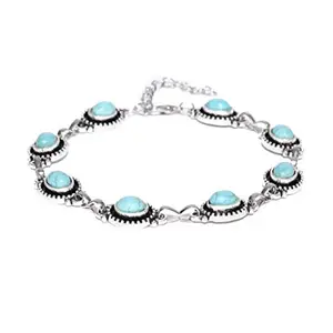 OOMPHelicious Jewellery Antique Silver Turquoise Beads Fashion Anket for Women & Girls