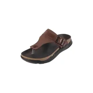 Mochi Men Brown Faux Leather Comfort Flipflop Sandal UK/7 EU/41 (908)