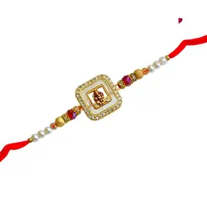 CraftEarth - Crafting Your Curiosity Lord Ganesha Designer Rakhi – RK-170 | Pearl & Crystal Embellished