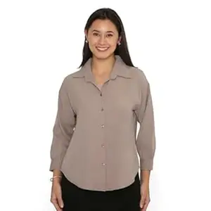 Women's Premium Soft Formal Shirt | Relaxed Fit | Office Wear | 3/4 Bracelet Sleeves | High-Low Pattern | Buttoned Cuff | Drop Shoulder