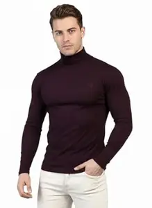 CHKOKKO Men's Winter Wear Cotton High Neck Full Sleeves Regular Fit T-Shirt