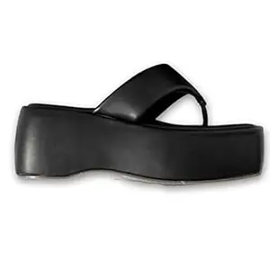 GLO GLAMP Casual Platform Wedges Heels Sandals With Comfortable Sole For Womens & Girls (Black, 7)