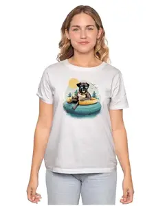 ALLEN BLACK Men's & Women's Regular Fit T-Shirt Pug Dog Chilling in Pool 100% Cotton Unise T-Shirt White_PUDOGC92-White S Men Round_