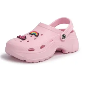 Vendoz Fashionable High Heel Clogs/Sliders/Slippers | Cushioned & Lightweight | Stylish & Anti Skid | Waterproof & Everyday Flip Flops for Ladies/Girls/Women FF30PNK-41 Pink