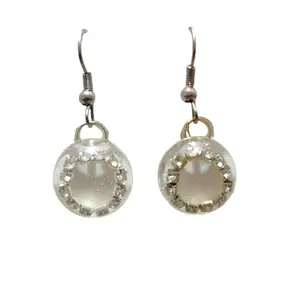 Handmade at Heart Earrings,Resin Earrings,Earrings for Women,Resin Dangle Earrings with Rhinestone Accents, Silver Tone