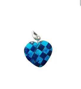 silver natural firoza turquoise plus lapis lazuli stone heart shape pendant for women, girls, men stylish necklace handmade jewellery gemstone