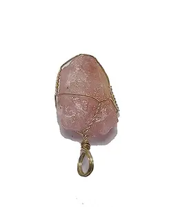 Rose quartz Rough Healing Pendant Necklace Wire Wrapped Rough Healing Crystals Pendant
