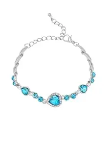 Yellow Chimes Bracelet for Women and Girls | Fashion Multicolor Crystal Bracelets for Women and Girls | Heart Shaped Silver Toned Bracelet | Birthday Gift for Girls and Women