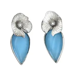 Garnet Blue Color Gemstone Unique Design Women Earrings Stylish Brass Jewellery For wedding Party Artificial Jewellery (Blue)