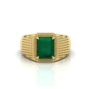 3.25 to 16.25 Ratti Certified Natural Emerald Panna Panchdhatu Adjustable Rashi Ratan Gold Plating Ring for Astrological Purpose Men & Women