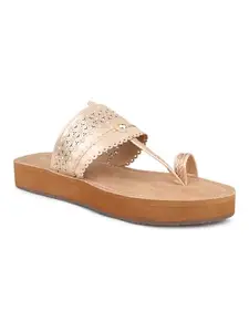 Inc.5 Women Rose Gold Laser Cuts Embellished Comfort Heels