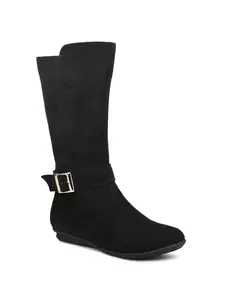 Inc.5 Women Black Knee High Boots with Buckle Detail